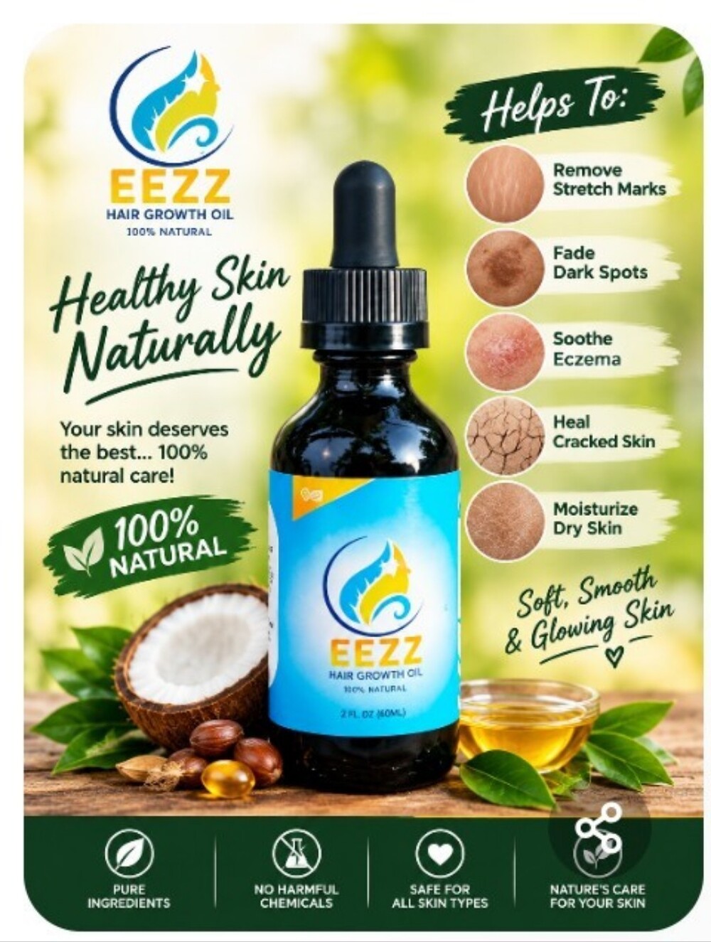 100 % Natural organic oil for all skin types